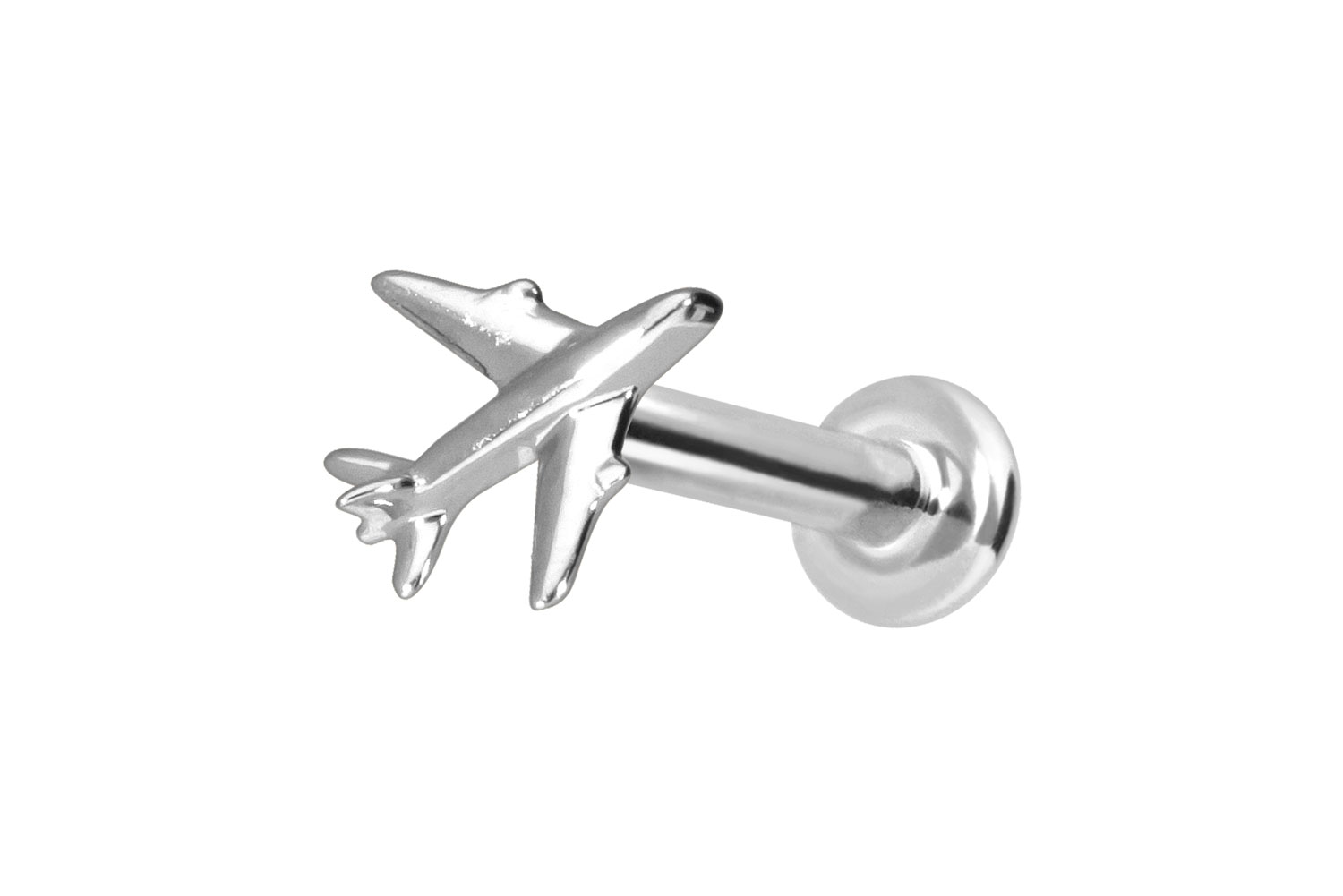 14 Karat Gold Labret Piercing mit Innengewinde FLUGZEUG